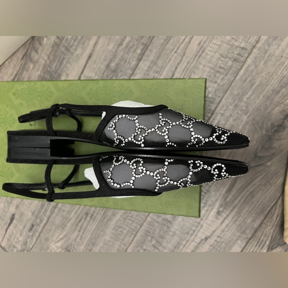 Gucci Crystal Women’s GG Slingback Ballet Flats - Picture 4 of 7
